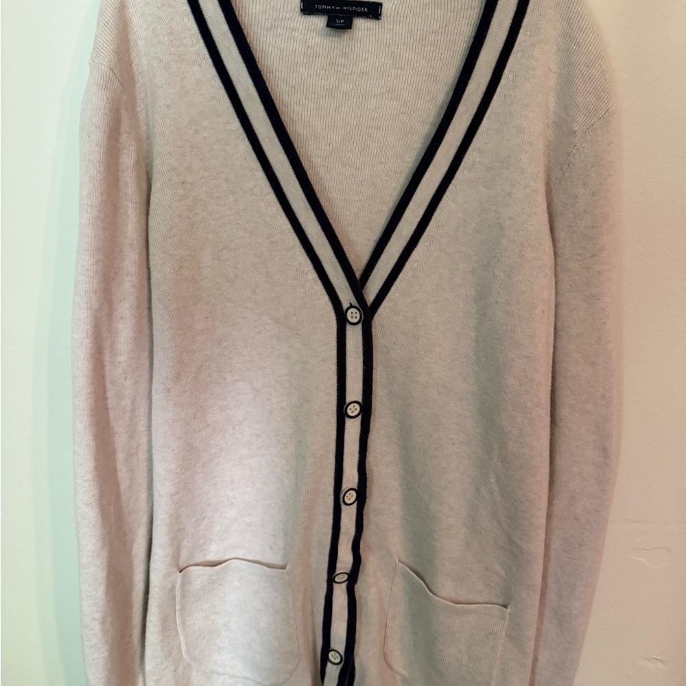 Tommy Hilfiger Lightweight Sweater Cardigan Size S Striped Long sleeve Womens